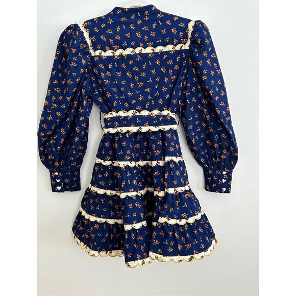 CeliaB Karisismi Tiered Scalloped Trim Mini Dress Blue Women's Size Large - Picture 12 of 14